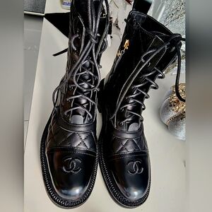 Cc Real Leather Not designer but so alike combat not chanel boots but amaizing
